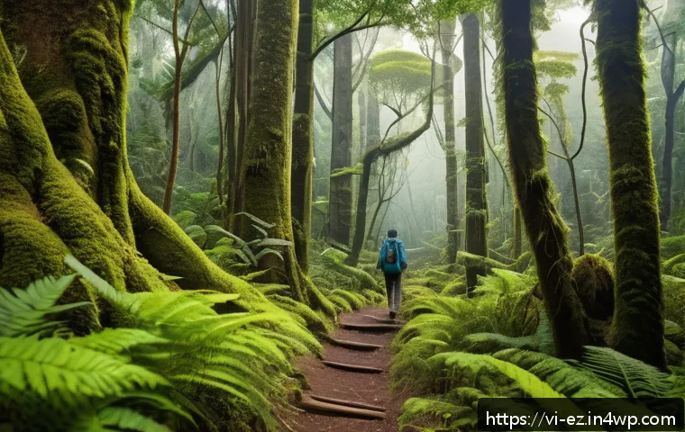 자연에서의 마인드풀니스 체험 기회 - A serene ancient tropical forest scene inspired by Cuc Phuong National Park in Vietnam, featuring to...